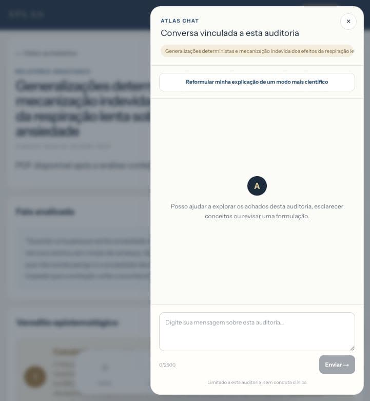 Atlas Chat aberto e vinculado a uma auditoria