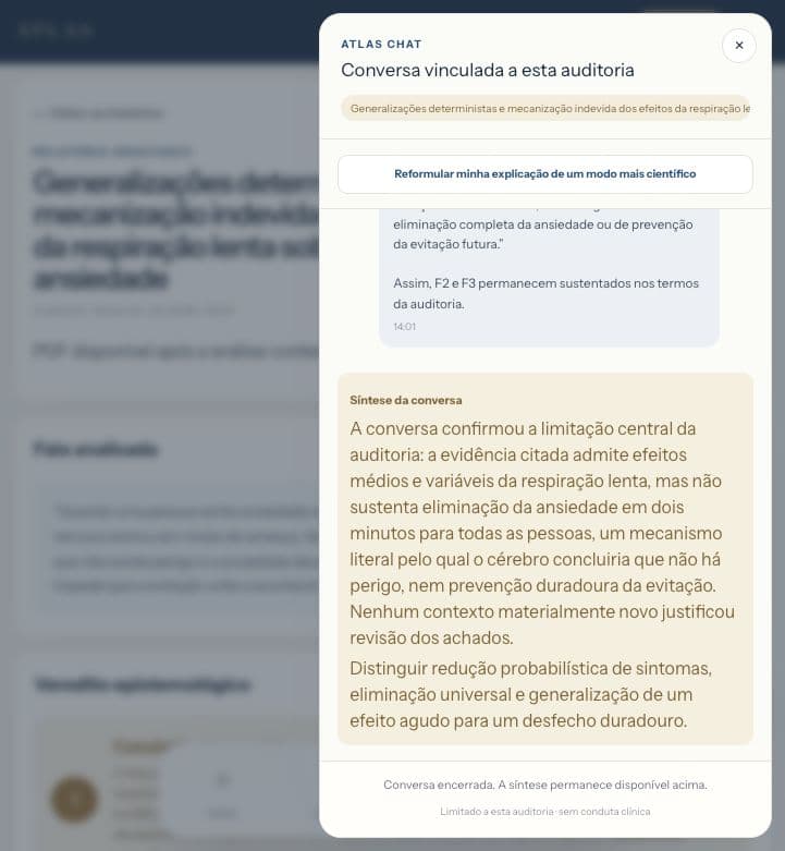 Síntese final real produzida ao encerrar o Atlas Chat